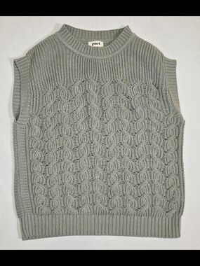 PACT Women's Cable Knit Sleeveless Sweater Vest in Sage Green